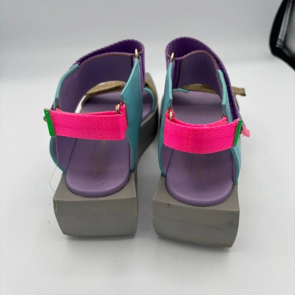 United Nude Delta Run Sandals EUC Sz 37 Purple Multi Platform Wedge Strappy